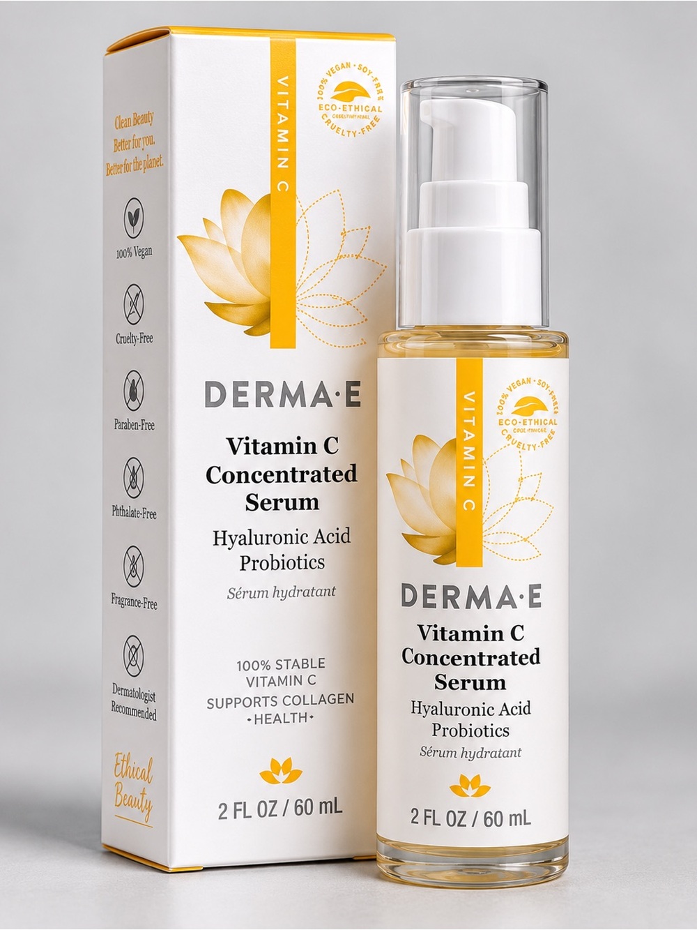 DERMA·E Vitamin C Concentrated Serum 2 oz Brighten Hydrate Vegan